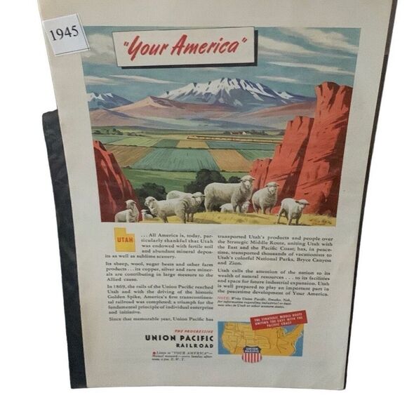 Vintage 1945 Union Pacific Your America Utah Ad Advertisement - Picture 4 of 4